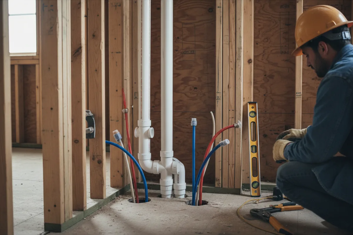 Drain and supply rough-in during Leak Detection in Yale
